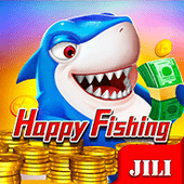 Happy Fishing game icon with a cheerful angler crew