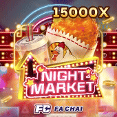 Night Market slot icon with lantern-lit food stalls