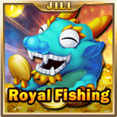 Royal Fishing game icon with a throne and crest fish